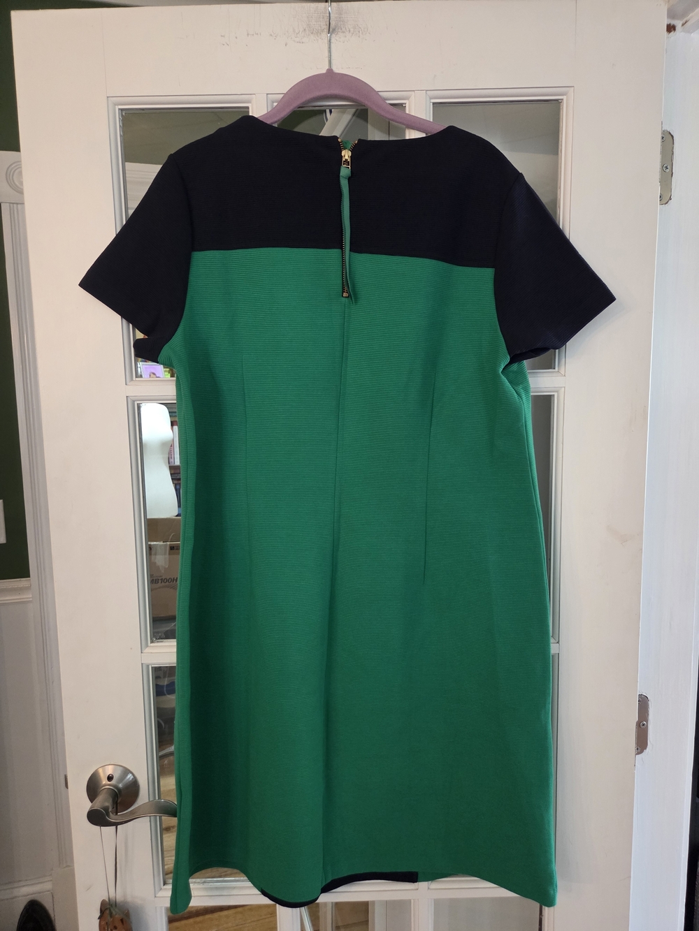 Boden Navy and Green Paneled Shift Dress - Size 14R - Picture 3 of 8